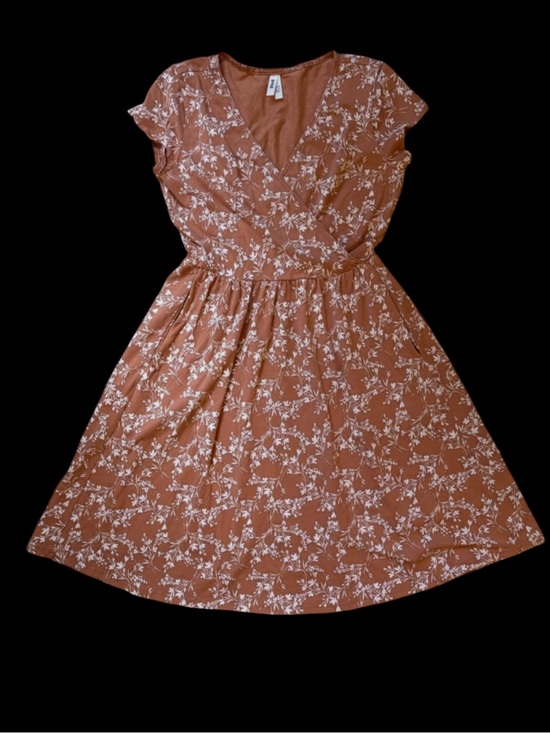 Pact Dresses & Skirts - Pact Organic Cotton Fit & Flare Crossover Dress Rust Terracotta Floral Pockets L